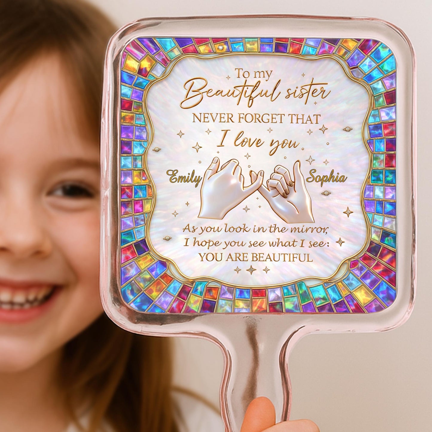 To My Beautiful Sister, Hands and Stained Glass