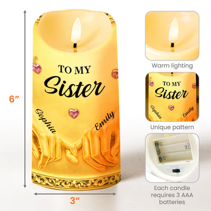 To My Sister Once A Sister Pinky Promise Hands And Hearts - Personalized Custom LED Candle - SIS012_LECA