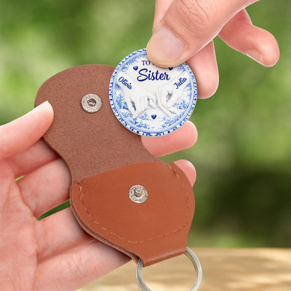 To My Sister Once A Sister Always A Sister Pinky Swear Blue Willow Pattern - Personalized Custom Pocket Hug - SIS014_HTOK