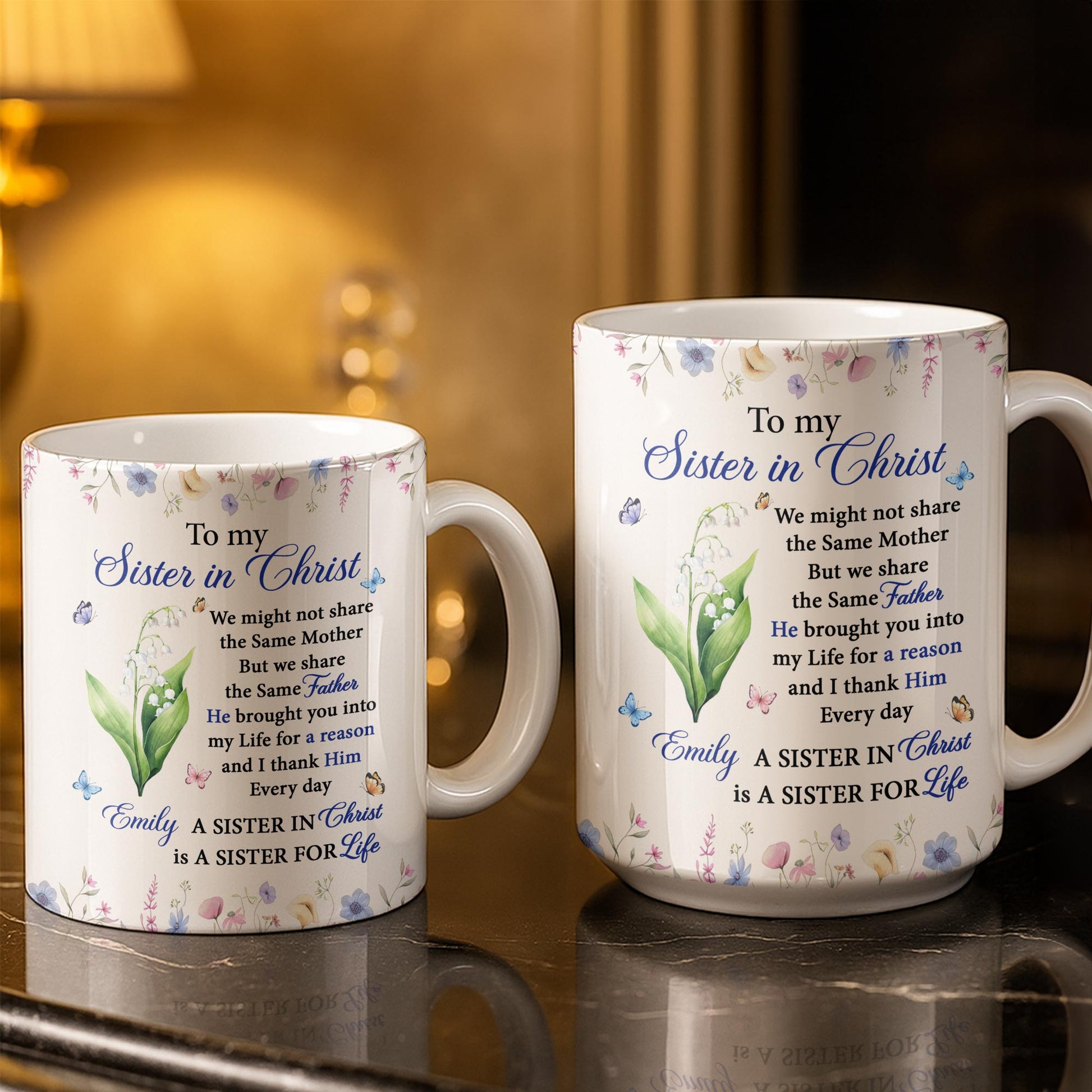 To My Sister In Christ Flower And Butterfly Floral Gift