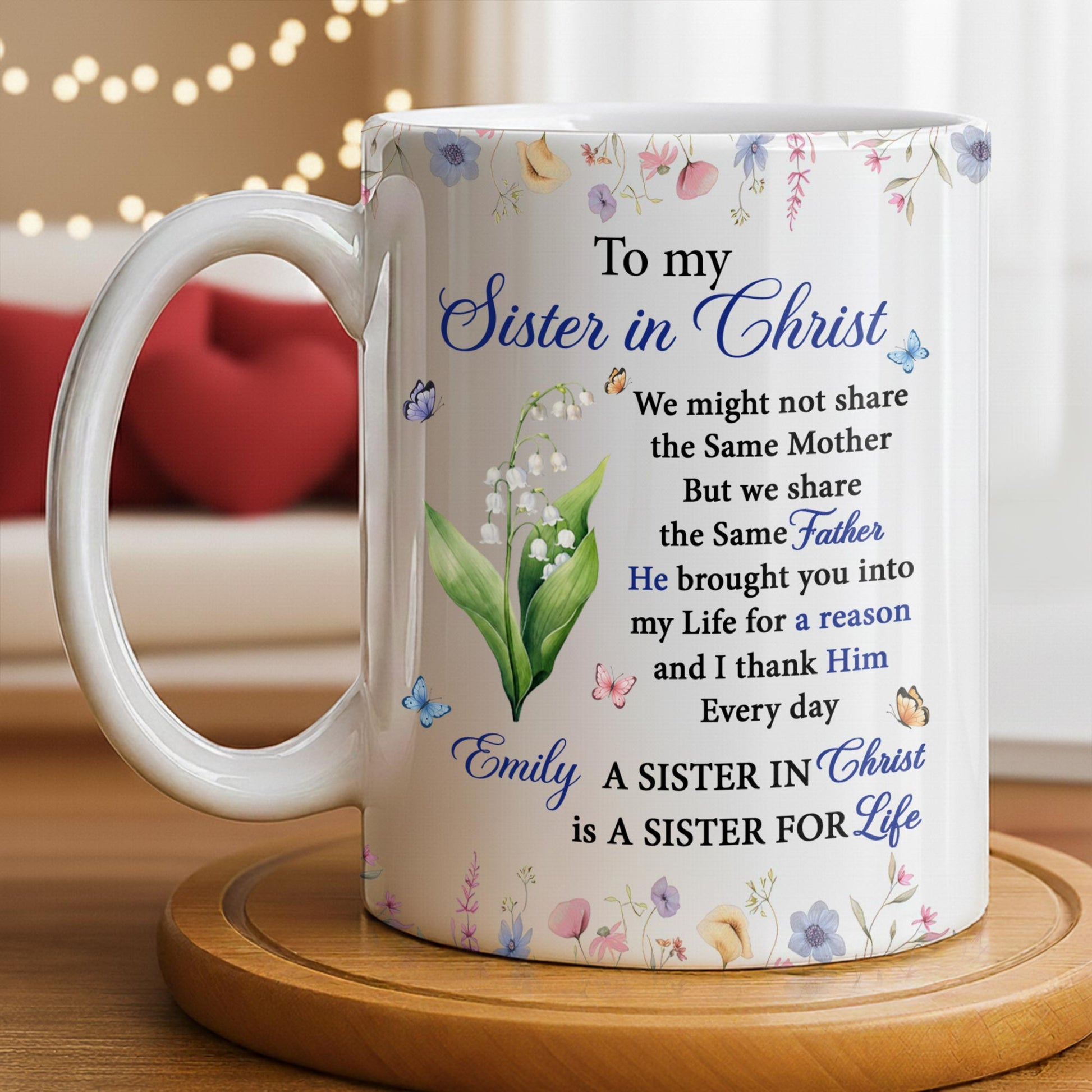 To My Sister In Christ Flower And Butterfly Floral Gift