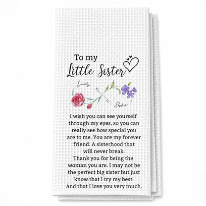 To My Little Sister, Forever Friend Infinity Birth Month Flowers - Personalized Kitchen Towel - SIS184_TOWL