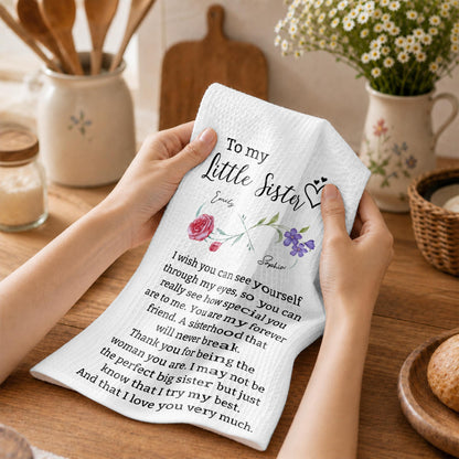 To My Little Sister, Forever Friend Infinity Birth Month Flowers - Personalized Kitchen Towel - SIS184_TOWL