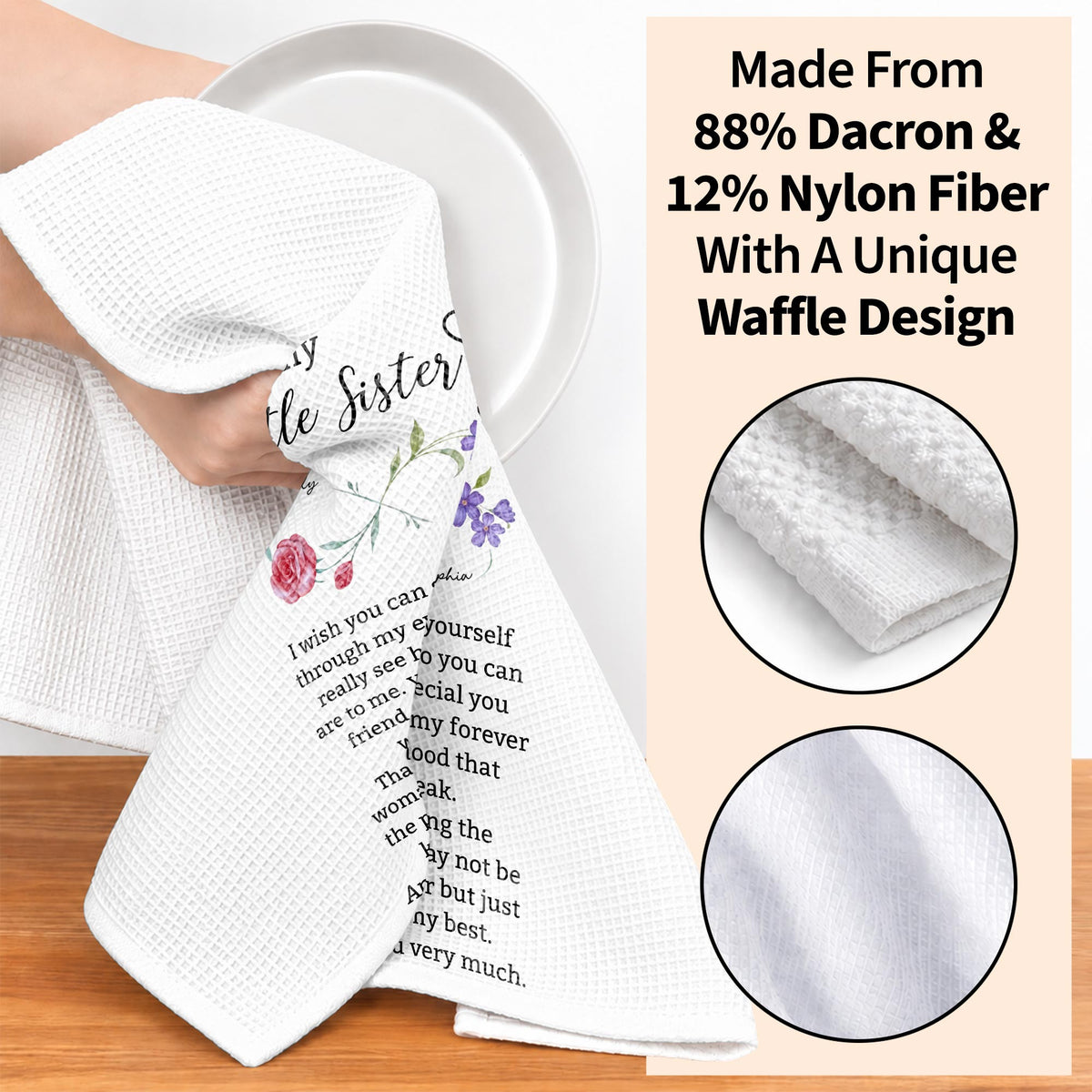 To My Little Sister, Forever Friend Infinity Birth Month Flowers - Personalized Kitchen Towel - SIS184_TOWL
