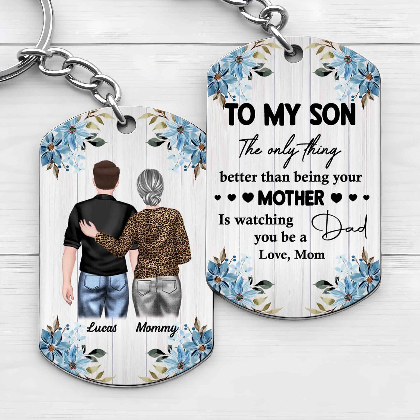 To My Son, The Only Thing Better Than Being Your Mother, Flowers and People - Personalized Stainless Steel Keychain - SON001_KCX