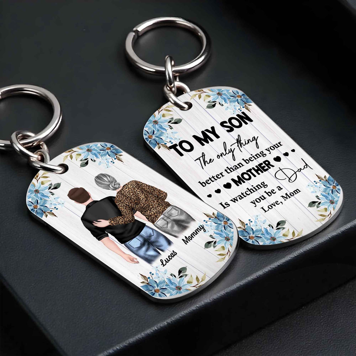 To My Son, The Only Thing Better Than Being Your Mother, Flowers and People - Personalized Stainless Steel Keychain - SON001_KCX