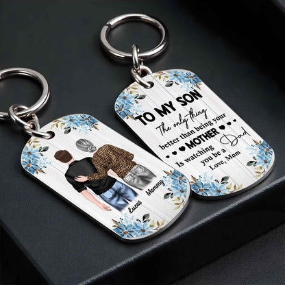 To My Son, The Only Thing Better Than Being Your Mother, Flowers and People - Personalized Stainless Steel Keychain - SON001_KCX