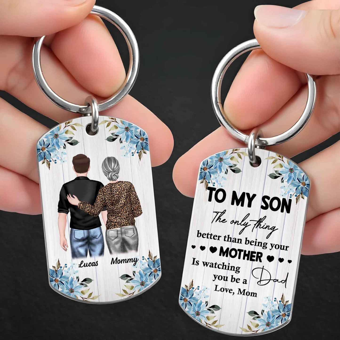 To My Son, The Only Thing Better Than Being Your Mother, Flowers and People - Personalized Stainless Steel Keychain - SON001_KCX