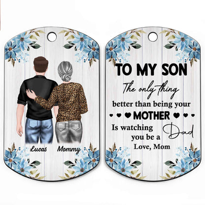 To My Son, The Only Thing Better Than Being Your Mother, Flowers and People - Personalized Stainless Steel Keychain - SON001_KCX