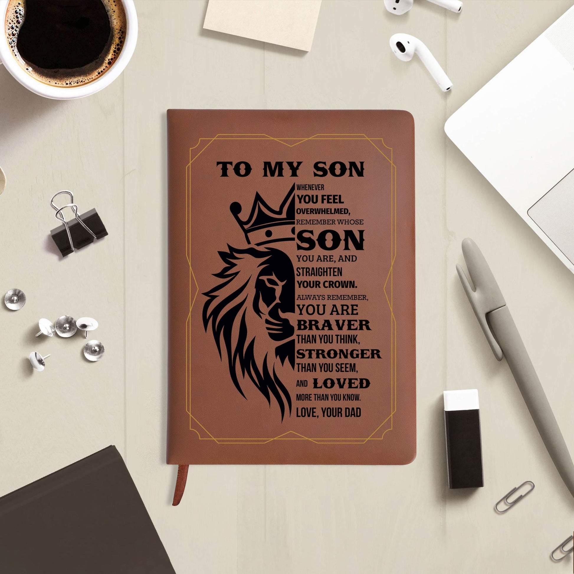 Encouraging Words For Son Featuring Crown And Lion