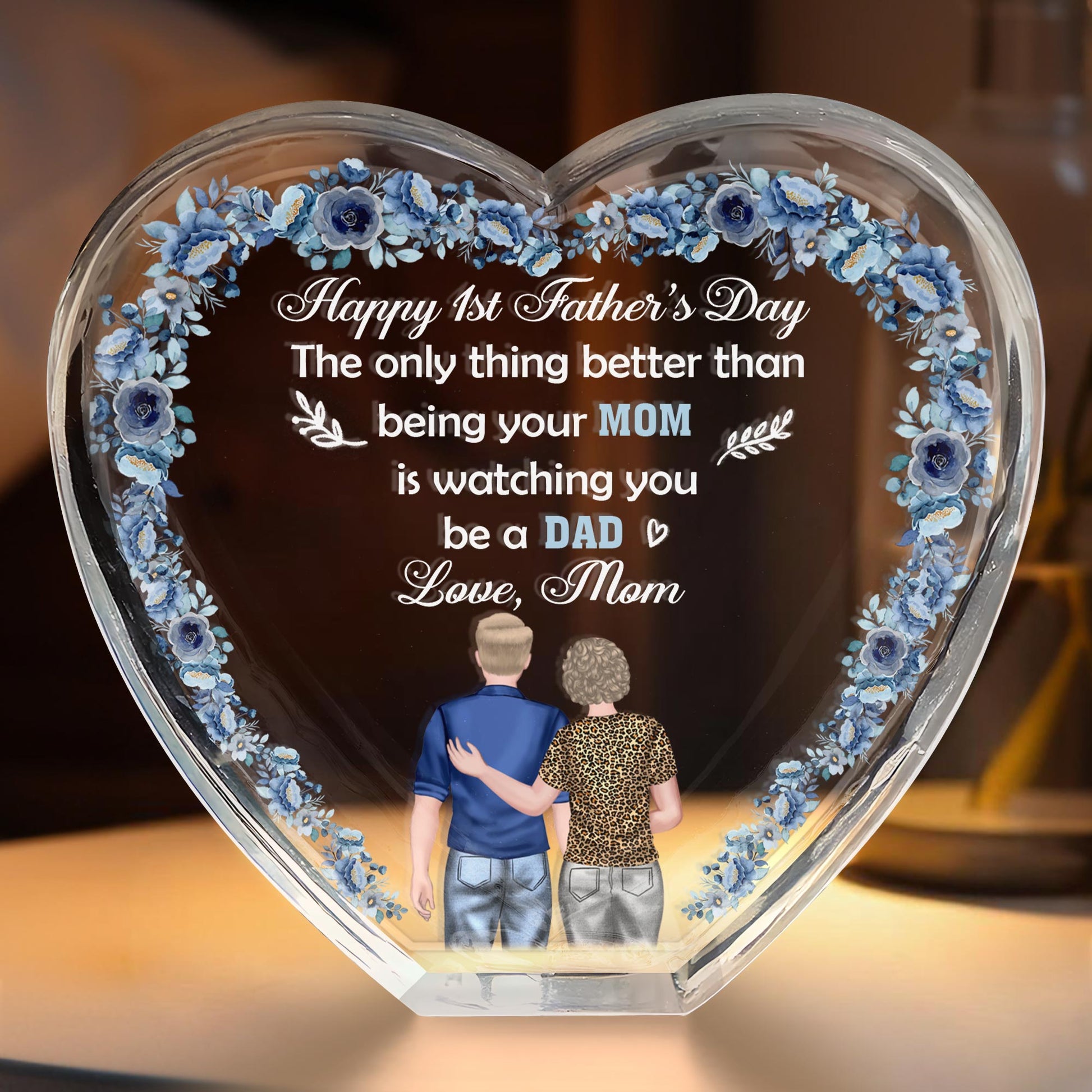 Happy 1st Father's Day, Flowers and Parent and Child