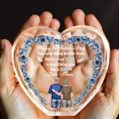 Happy 1st Father's Day, Flowers and Parent and Child