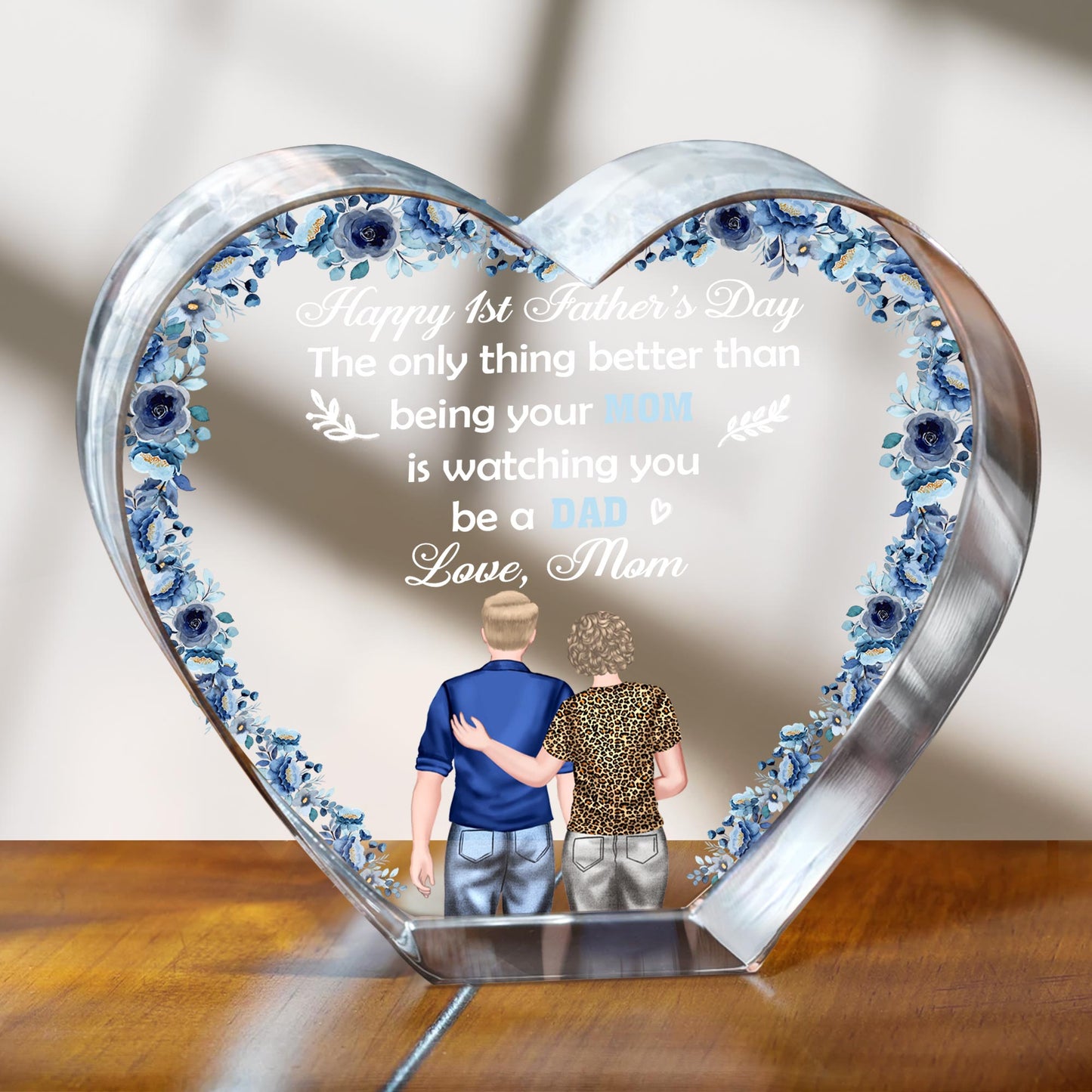 Happy 1st Father's Day, Flowers and Parent and Child