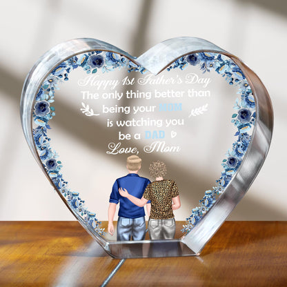 Happy 1st Father's Day, Flowers and Parent and Child