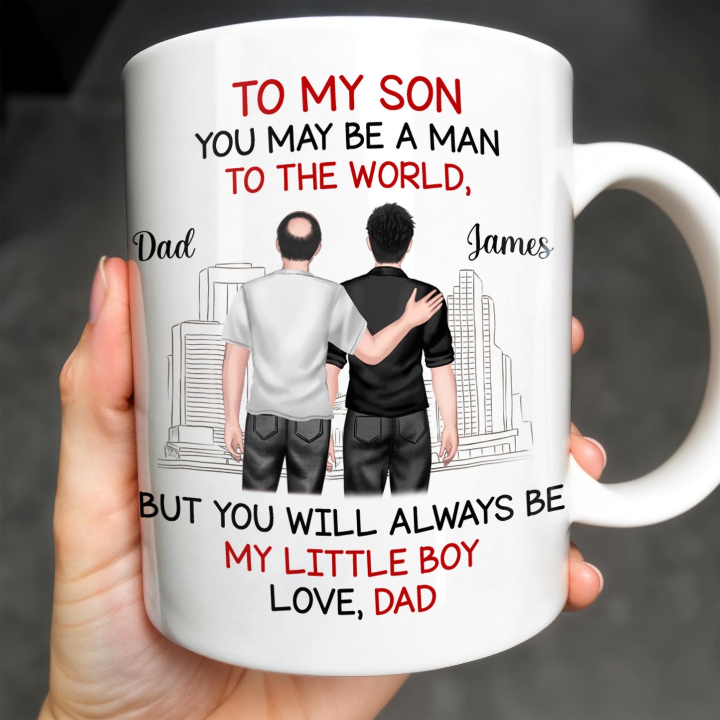 To My Son, You May Be A Man To The World, Father And Son Looking At City Skyline