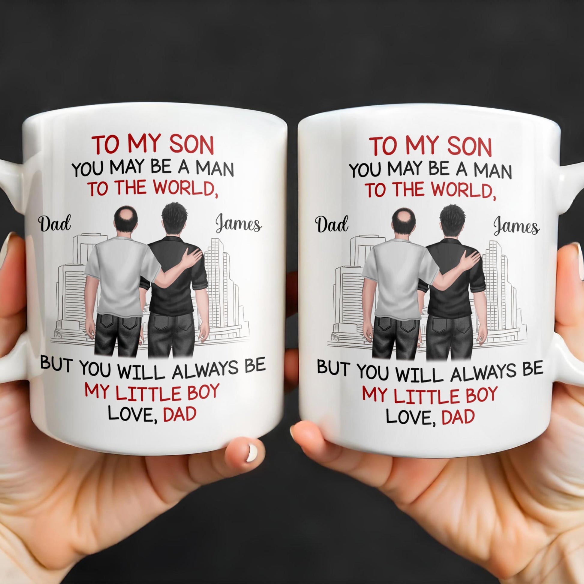 To My Son, You May Be A Man To The World, Father And Son Looking At City Skyline