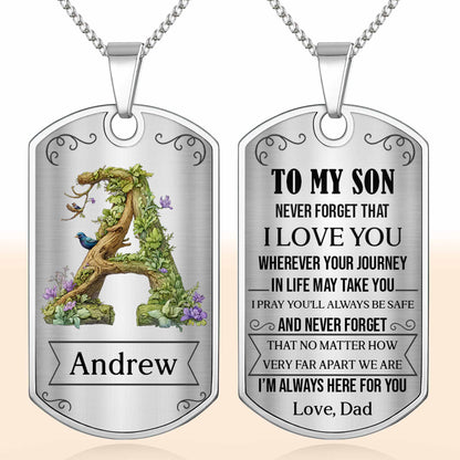 To My Son, Never Forget That I Love You, Tree And Bird Necklace