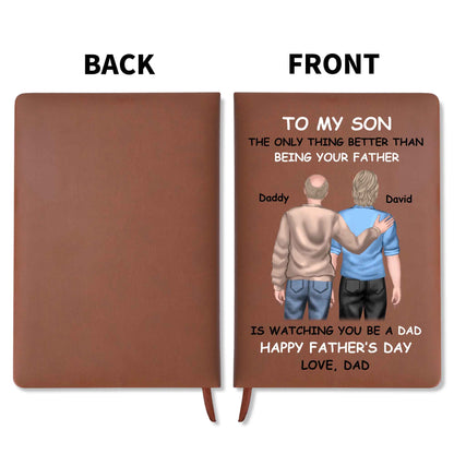 Je te regarde être papa, père et fils ensemble - Journal en cuir personnalisé - SON043_JRNL