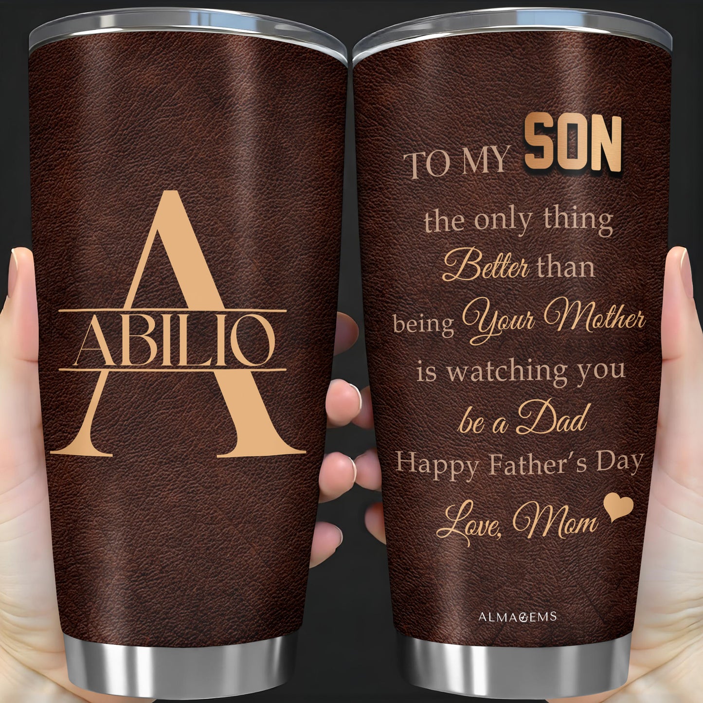 To My Son, The Only Thing Better Than Being Your Mother, Leather Texture and Heart - Personalized Custom Stainless Steel Tumbler 20oz 30oz - SON045_TB
