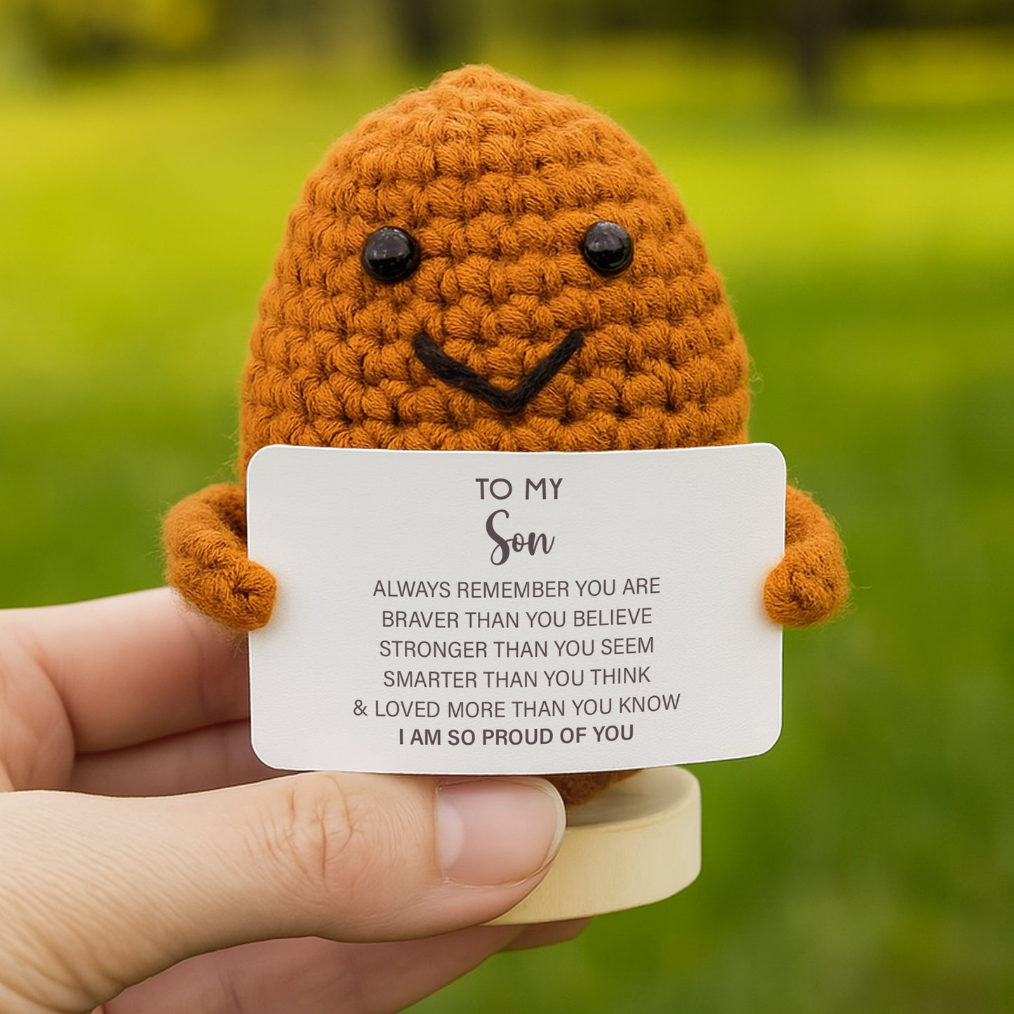 To My Son, Always Remember You Are Braver And Stronger - Crochet Doll With Custom Card - SON056_CDOLL