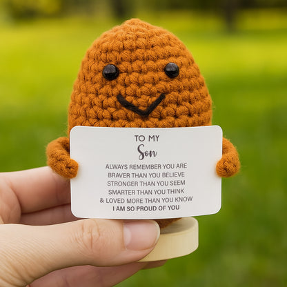To My Son, Always Remember You Are Braver And Stronger - Crochet Doll With Custom Card - SON056_CDOLL