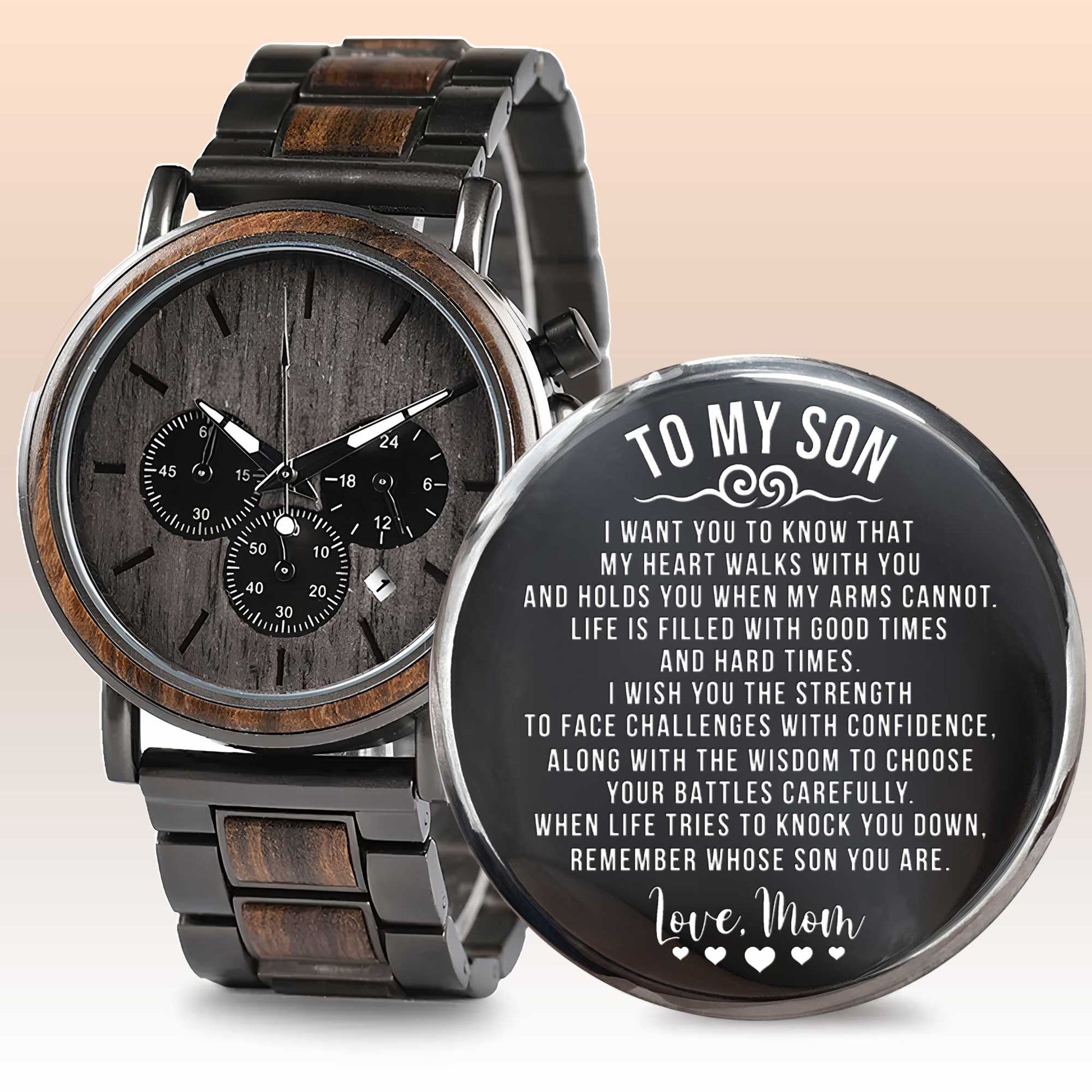 To My Son, Wooden Texture And Clock Design