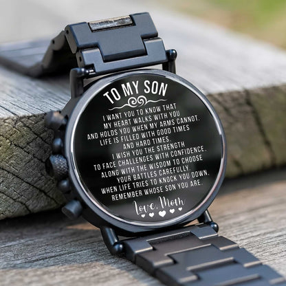 To My Son, Wooden Texture And Clock Design