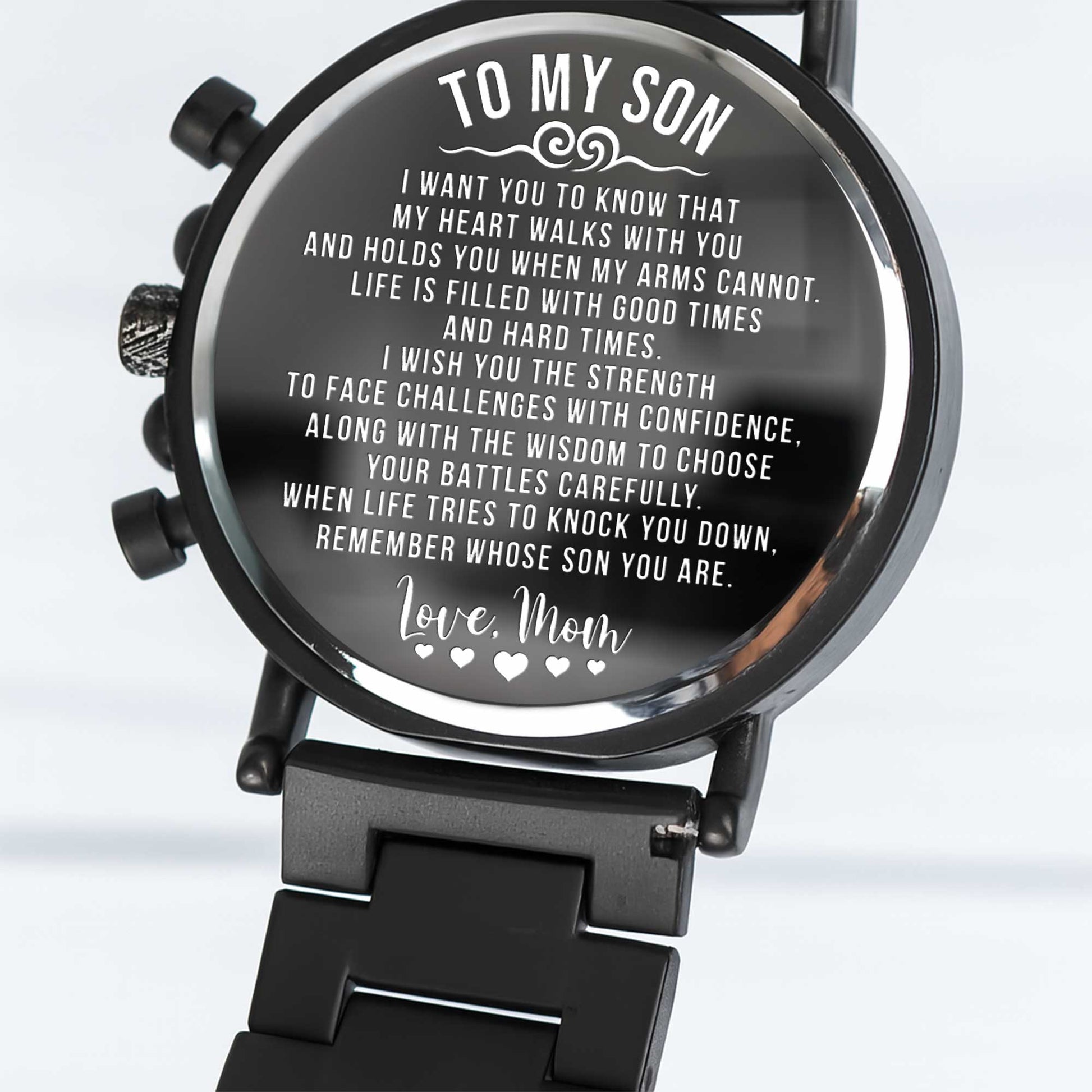 To My Son, Wooden Texture And Clock Design