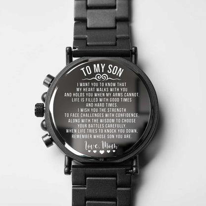 To My Son, Wooden Texture And Clock Design