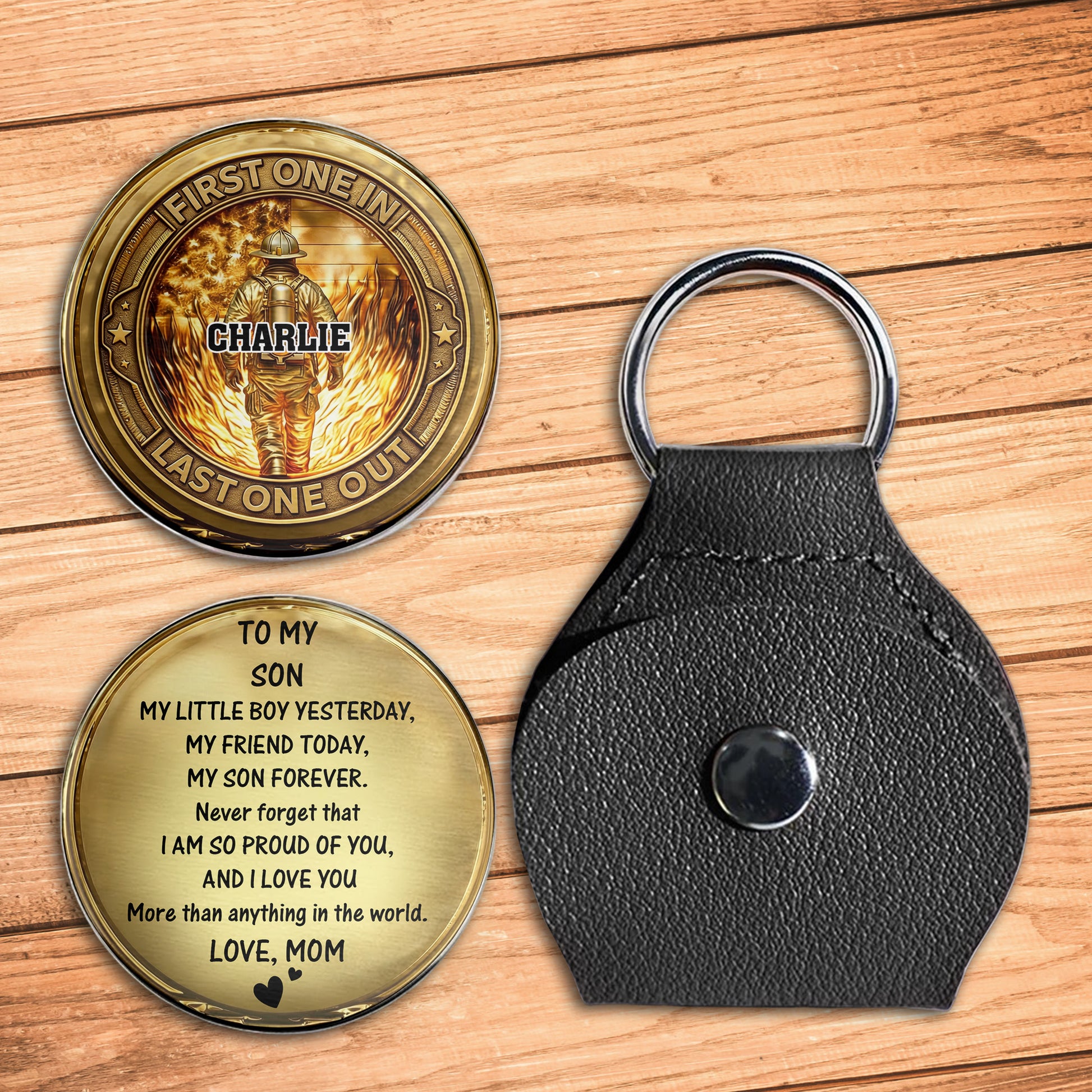 To My Son, Love From Mom, Firefighter Badge Token