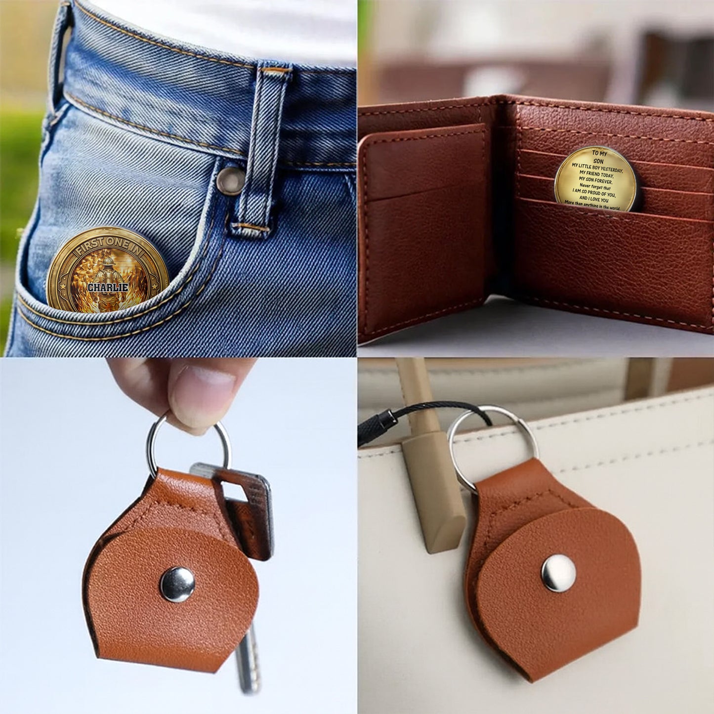 To My Son, Love From Mom, Firefighter Badge Token