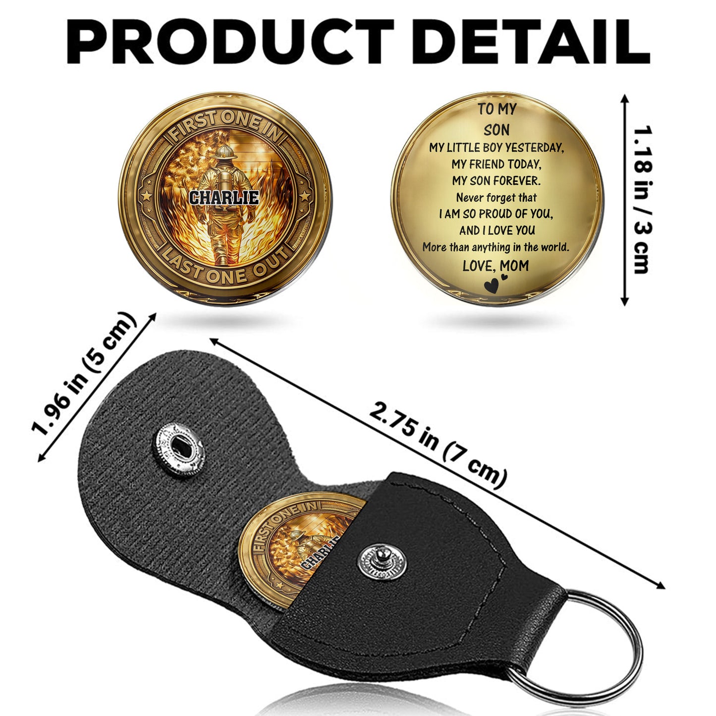 To My Son, Love From Mom, Firefighter Badge Token