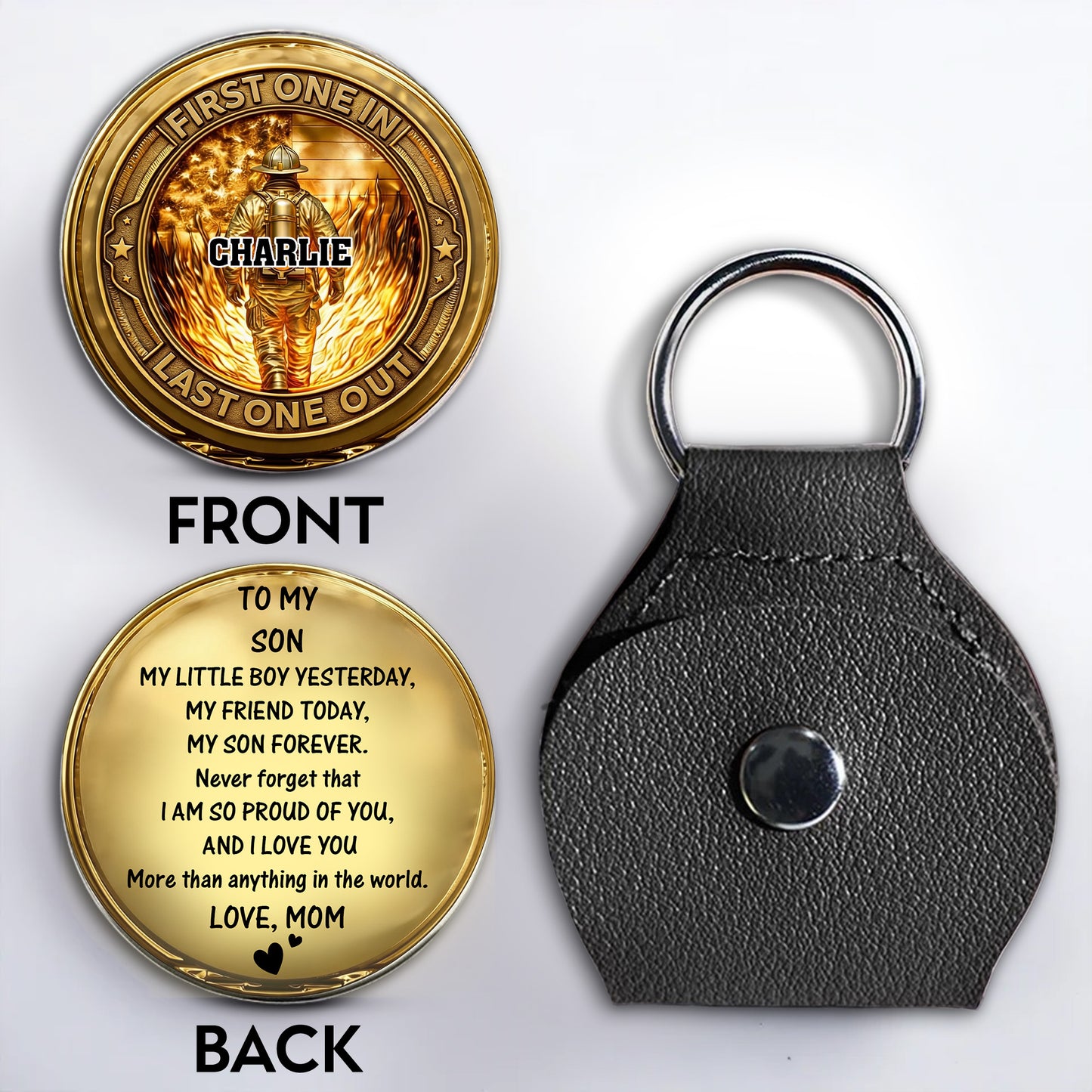 To My Son, Love From Mom, Firefighter Badge Token