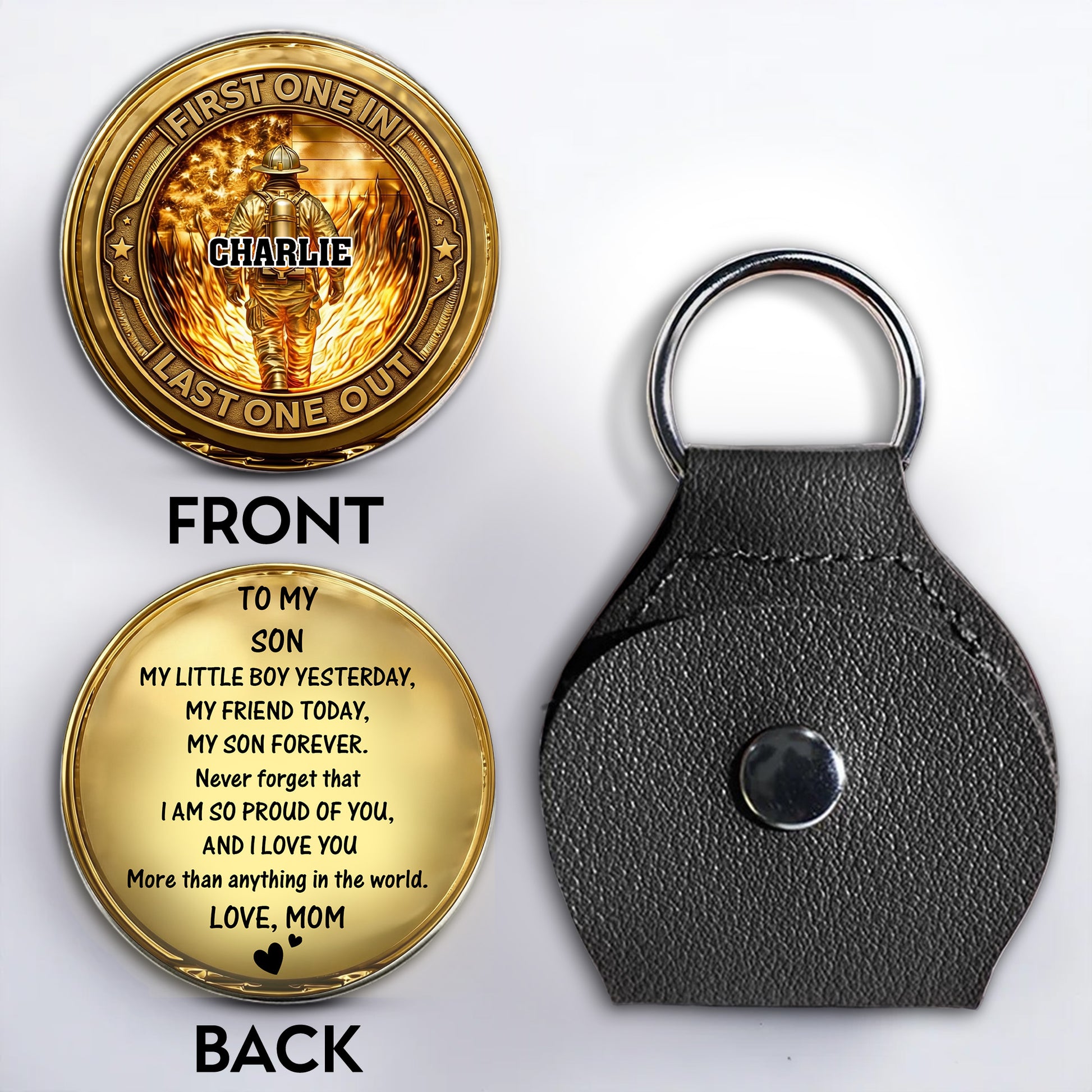 To My Son, Love From Mom, Firefighter Badge Token