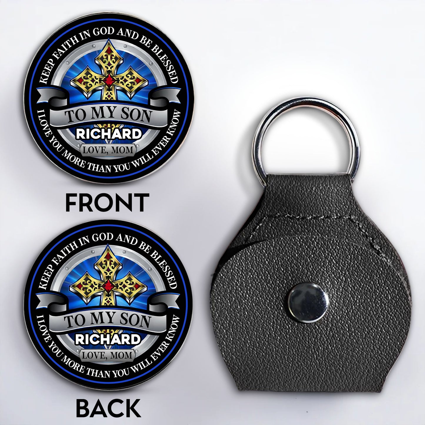 Keep Faith In God And Be Blessed To My Son Cross Shield