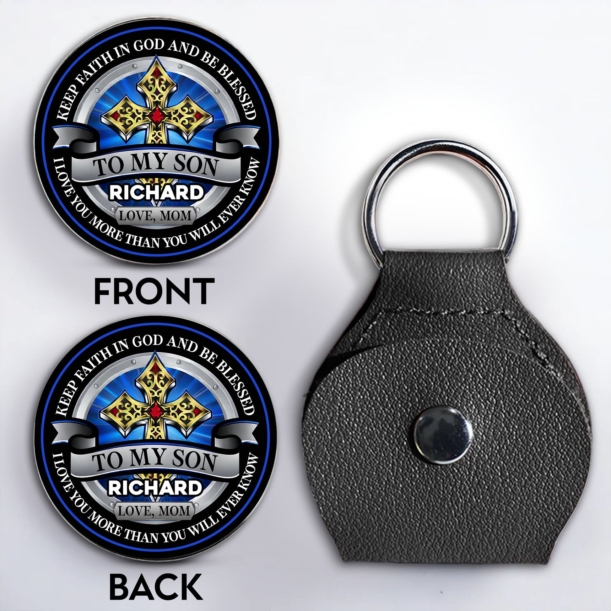 Keep Faith In God And Be Blessed To My Son Cross Shield