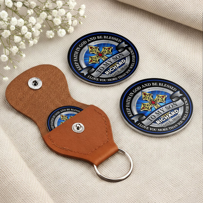 Keep Faith In God And Be Blessed To My Son Cross Shield