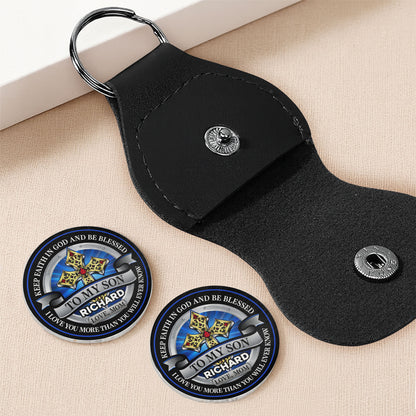 Keep Faith In God And Be Blessed To My Son Cross Shield