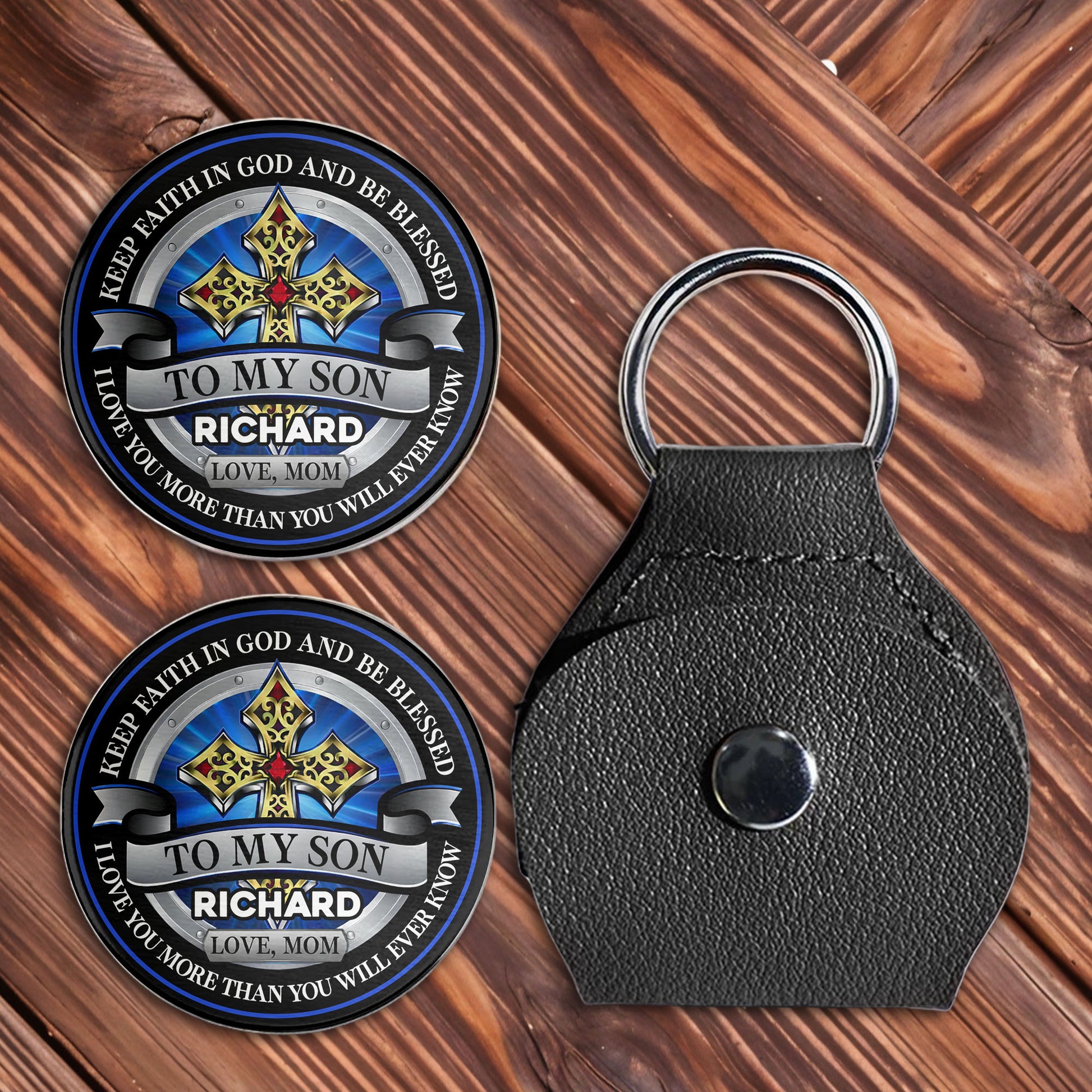 Keep Faith In God And Be Blessed To My Son Cross Shield