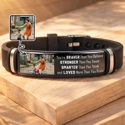 Wearing This Bracelet As A Reminder Braver Stronger Smarter Loved Personalized Photo - Personalized Custom Silicone Bracelet - SON127_SILB