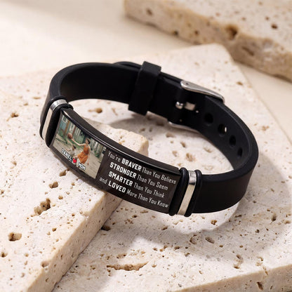 Wearing This Bracelet As A Reminder Braver Stronger Smarter Loved Personalized Photo - Personalized Custom Silicone Bracelet - SON127_SILB