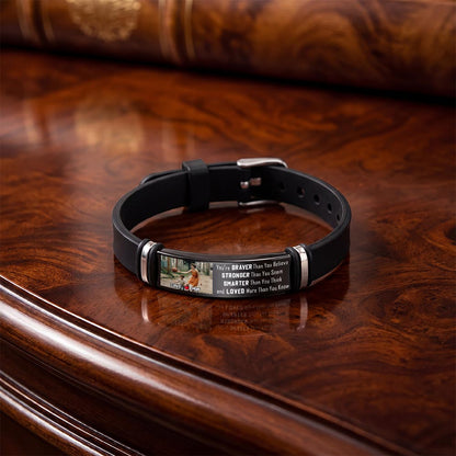 Wearing This Bracelet As A Reminder Braver Stronger Smarter Loved Personalized Photo - Personalized Custom Silicone Bracelet - SON127_SILB
