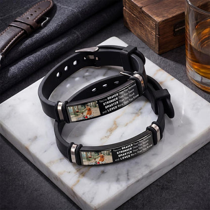 Wearing This Bracelet As A Reminder Braver Stronger Smarter Loved Personalized Photo - Personalized Custom Silicone Bracelet - SON127_SILB