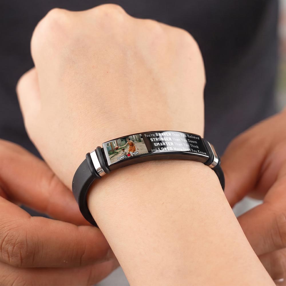 Wearing This Bracelet As A Reminder Braver Stronger Smarter Loved Personalized Photo - Personalized Custom Silicone Bracelet - SON127_SILB