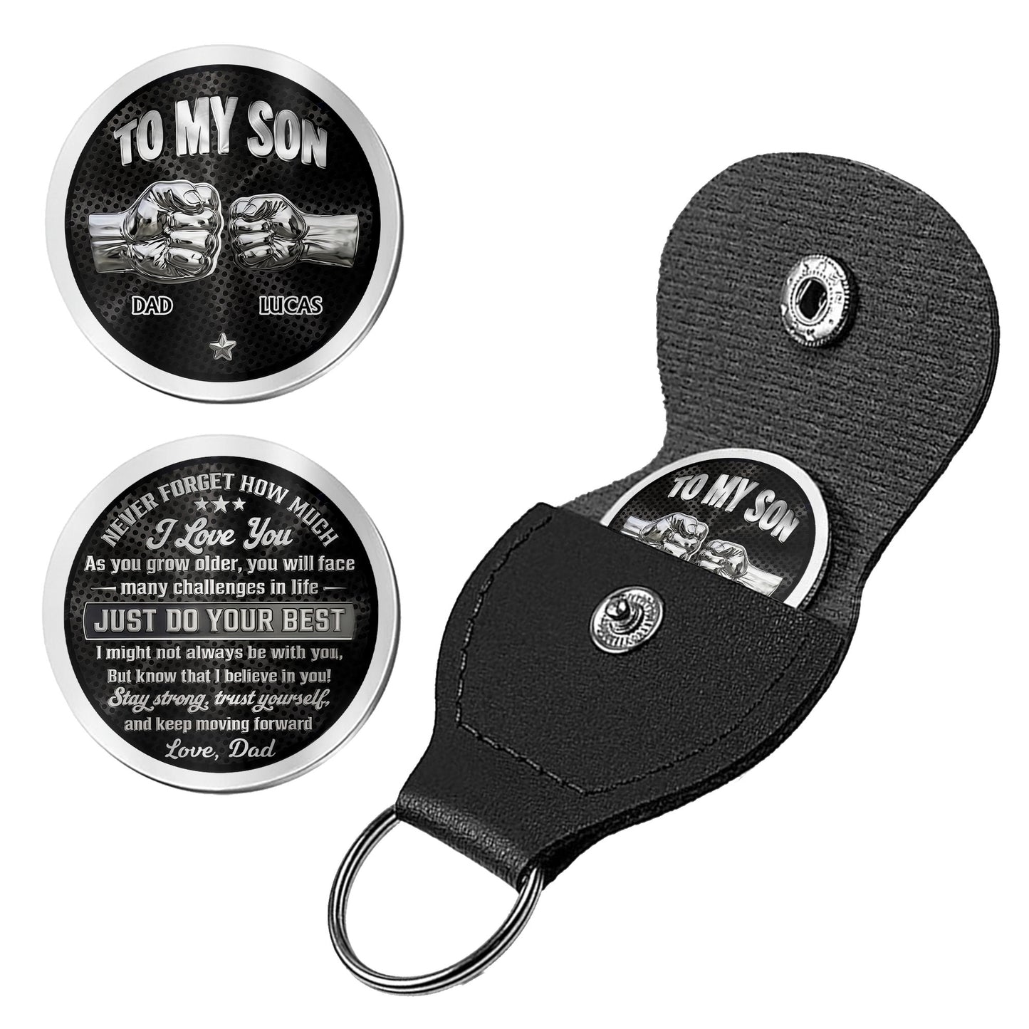 To My Son Never Forget I Love You Fist Bump - Personalized Custom Pocket Hug - SON130_HTOK