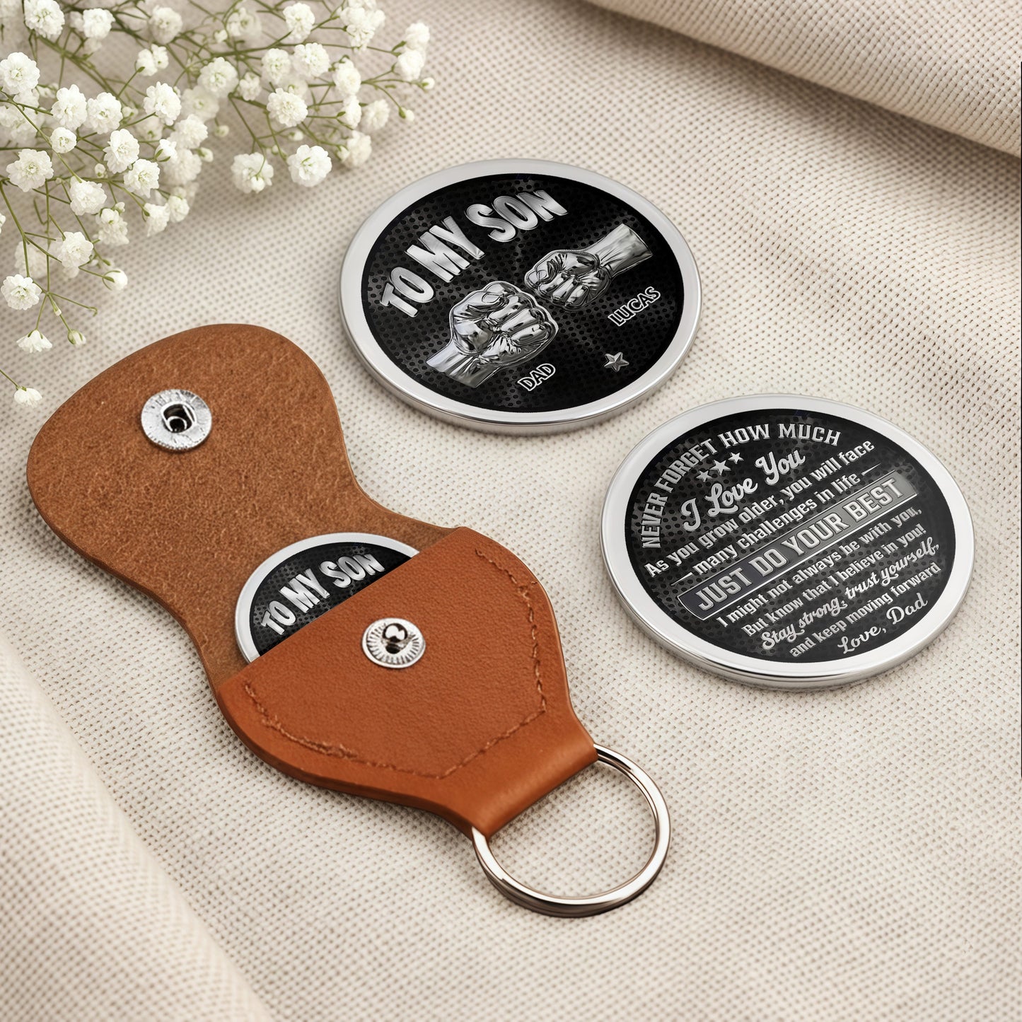 To My Son Never Forget I Love You Fist Bump - Personalized Custom Pocket Hug - SON130_HTOK