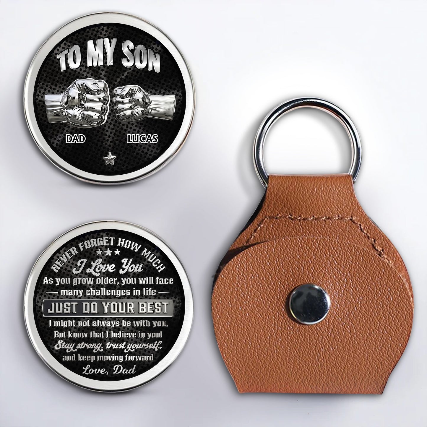 To My Son Never Forget I Love You Fist Bump - Personalized Custom Pocket Hug - SON130_HTOK