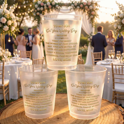 To My Son On Our Wedding Day With Gold Accents - Personalized Frosted Cups - SON152_FCUP