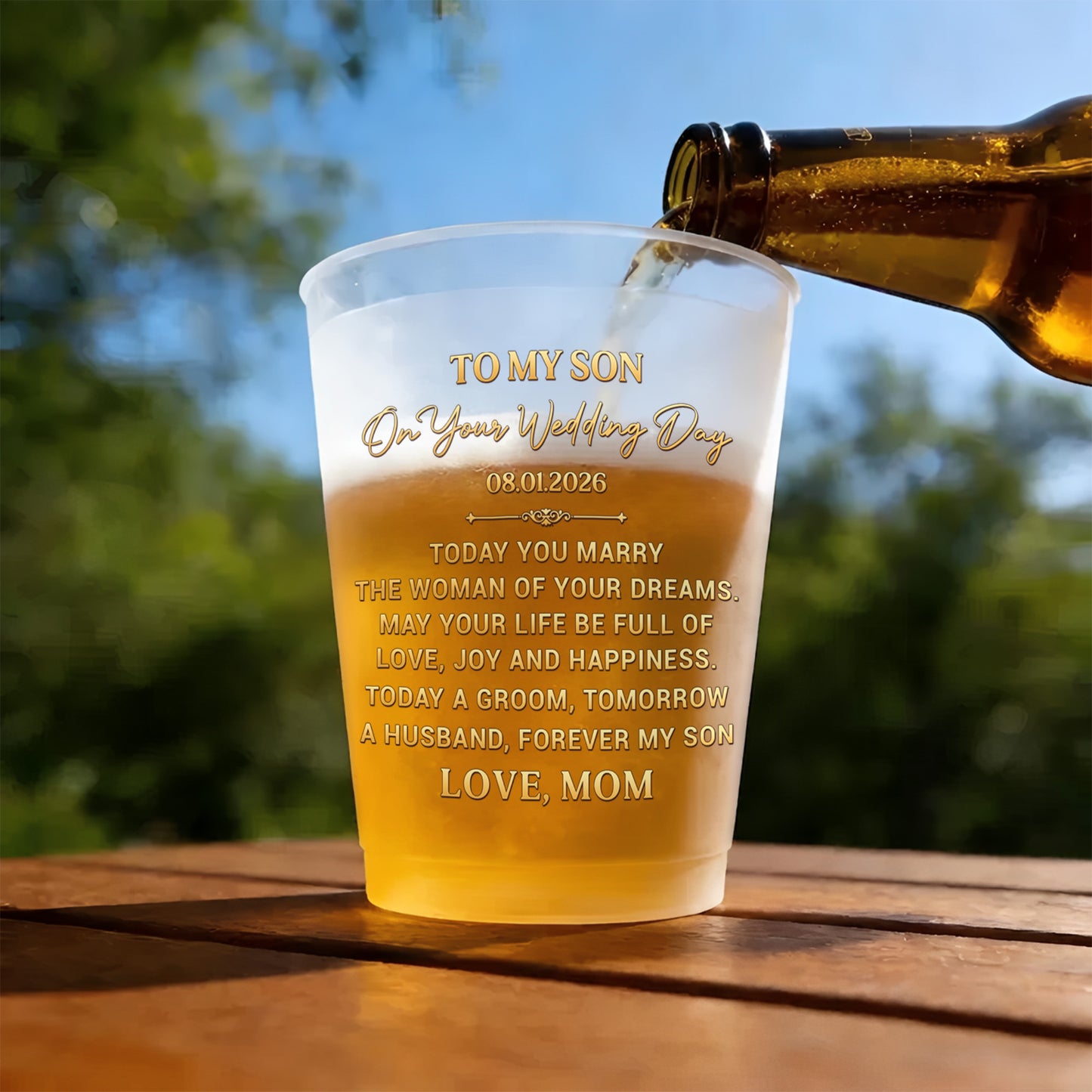 To My Son On Our Wedding Day With Gold Accents - Personalized Frosted Cups - SON152_FCUP