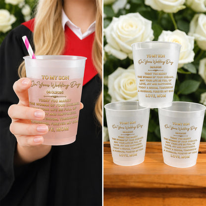 To My Son On Our Wedding Day With Gold Accents - Personalized Frosted Cups - SON152_FCUP